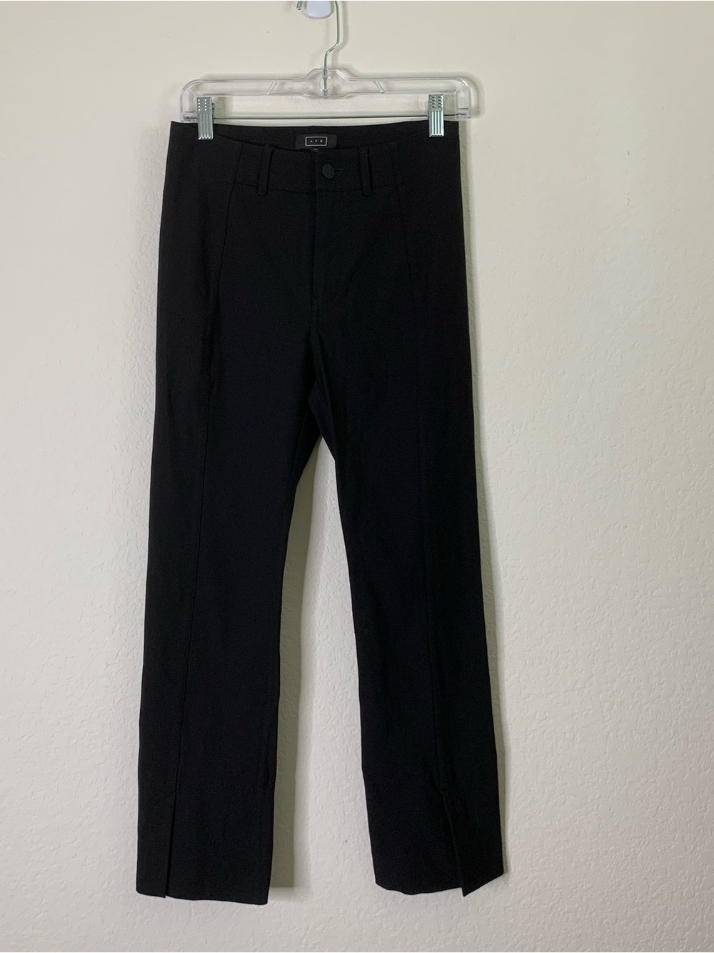 AYR womes black the sizzle tonal seamed split hem pants 4